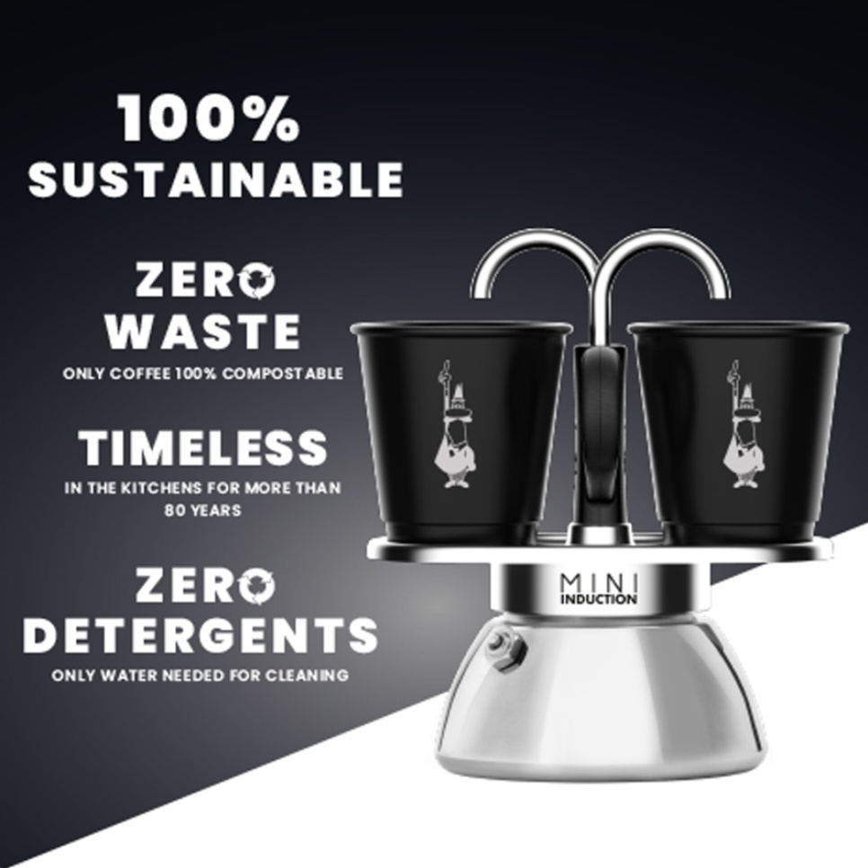 Moka Express Induction, mokamaskin og to kopper - Bialetti