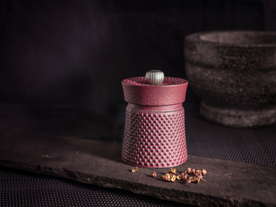 Pepperkvern, 8 cm, Bali, Støpejern, Rød - Peugeot