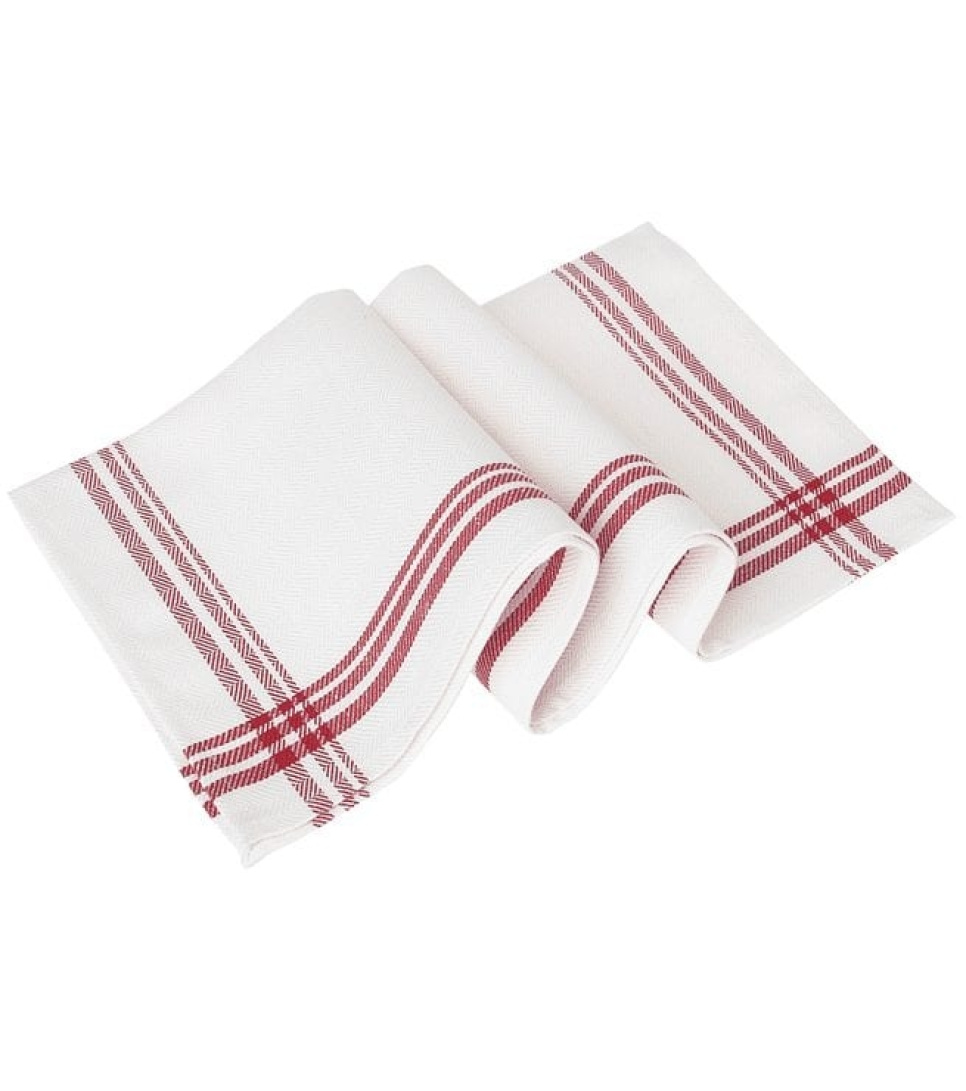 Kokkeforkle, hvit med røde striper, 50x70cm. 6 stk. i gruppen Matlaging / Kjøkkentekstiler / Kjøkkenhåndkle hos The Kitchen Lab (1092-10653)