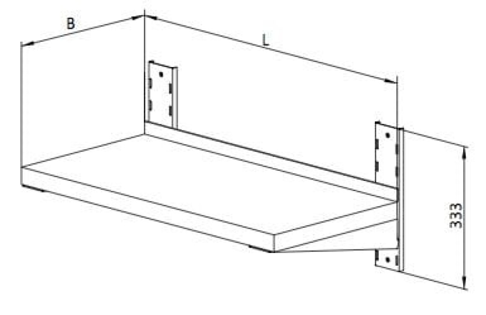 Vegghylle i rustfritt stål, enkel Vegghylle i rustfritt stål, enkel