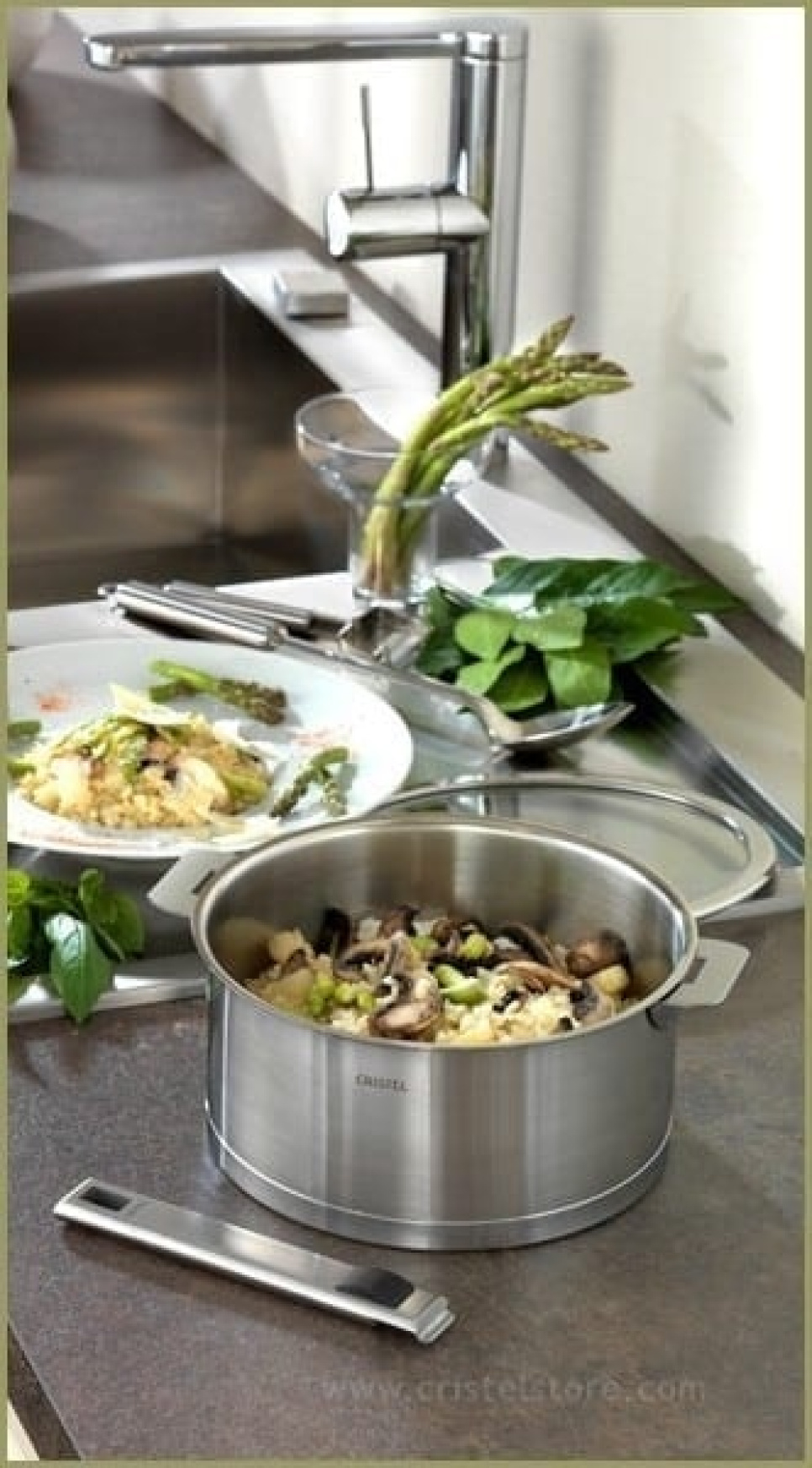 Kjele i rustfritt stål, avtagbart håndtak, Strate - Cristel