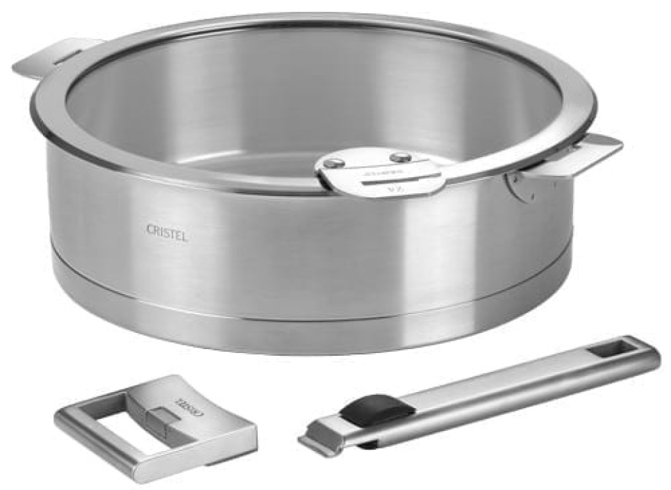 Flatt glasslokk, avtakbart håndtak, Strate - Cristel Flatt glasslokk, avtakbart håndtak, Strate - Cristel