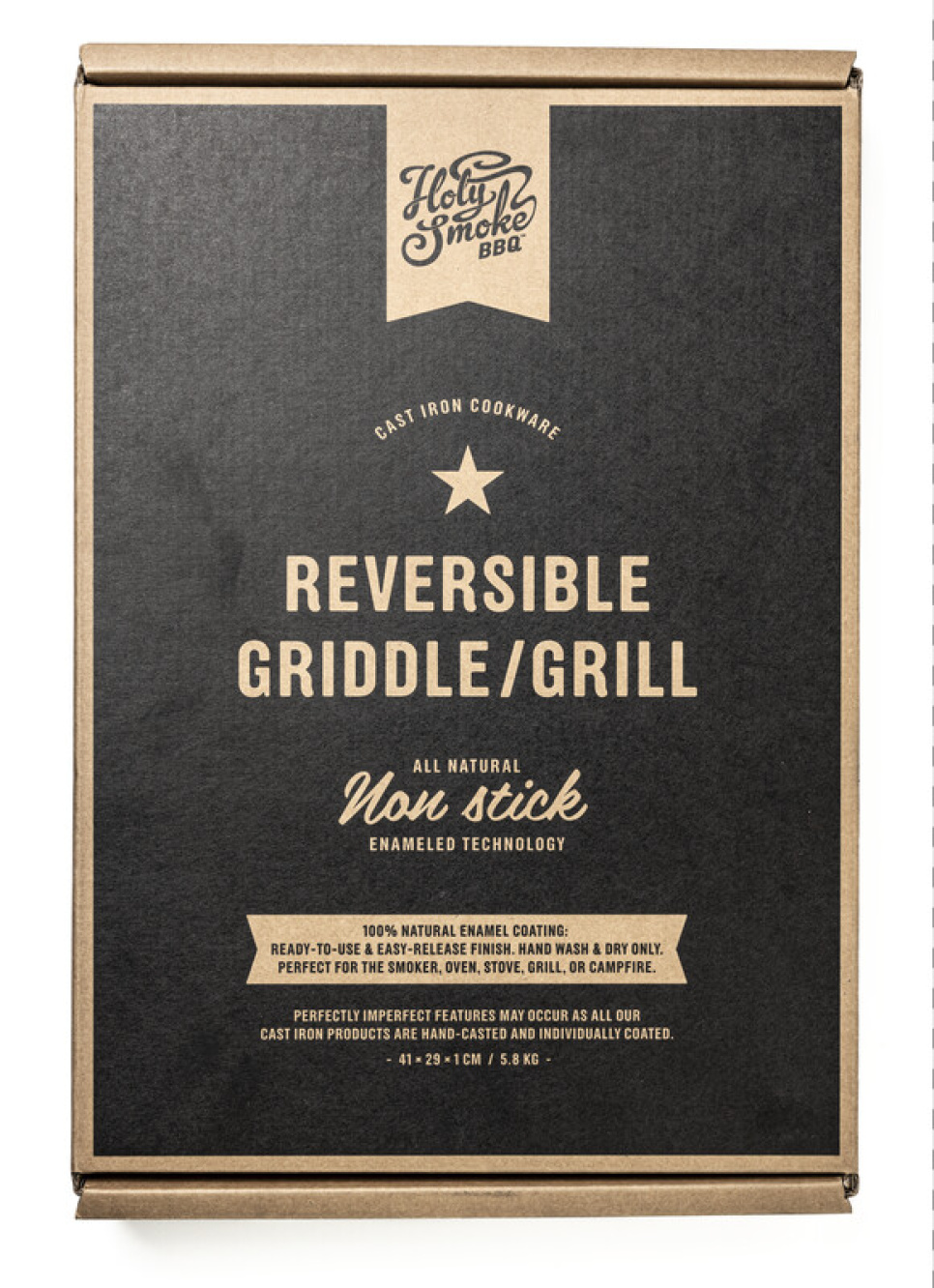 Emaljert støpejern vendbar takke/grill, 41 x 29 cm - Holy Smoke BBQ Emaljert støpejern vendbar takke/grill, 41 x 29 cm - Holy Smoke BBQ