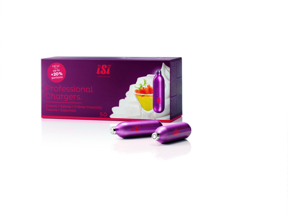 Krempatroner, profesjonelle ladere (N2O) - iSi - 2-pack i gruppen Matlaging / Sifonger / Patroner hos The Kitchen Lab (1362-31686)