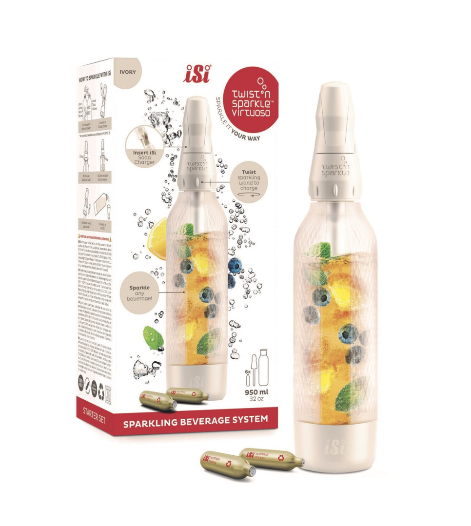 Twist\'n Sparkle Virtuoso Starter Set, Ivory White - iSi i gruppen Kjøkkenapparater. / Andre kjøkkenapparater / Kullsyremaskin hos The Kitchen Lab (1362-35569)