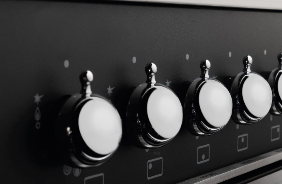 Induksjonstopp Heritage, 90 cm, modell C, 5 soner, Dobbel stekeovn, Matt svart - Bertazzoni