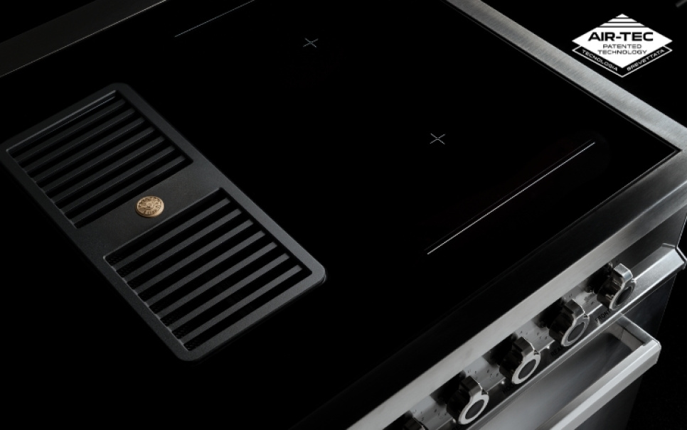 Frittstående komfyr Professional, Integrert avtrekk, 90 cm, Rustfritt stål - Bertazzoni