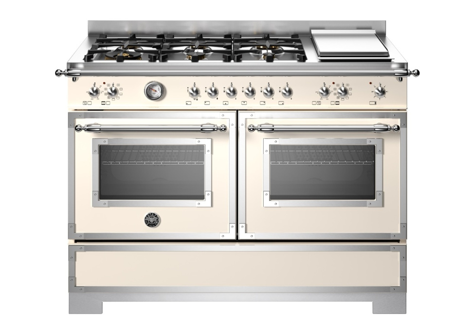 Gasspis Heritage, 120 cm, 6 brännare + stekbord, 2 ugnar, Elfenbensvit - Bertazz i gruppen Grill, Komfyrer & Ovner / Stekeovn / Gasskomfyrer hos The Kitchen Lab (1403-34179)