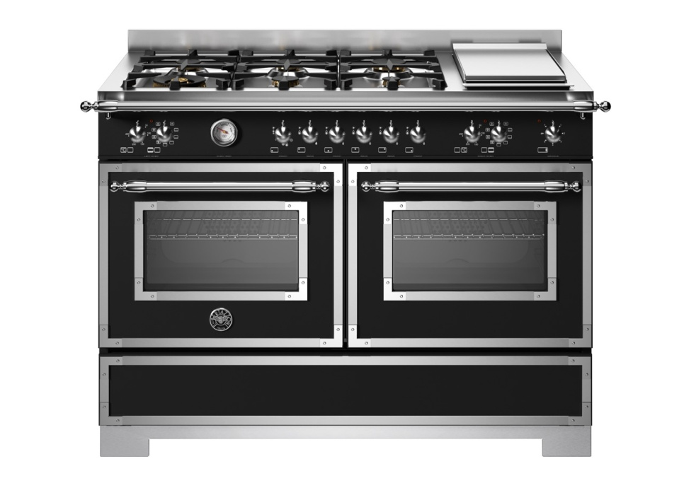Gasspis Heritage, 120 cm, 6 brännare + stekbord, 2 ugnar, Mattsvart - Bertazzoni i gruppen Grill, Komfyrer & Ovner / Stekeovn / Gasskomfyrer hos The Kitchen Lab (1403-34180)