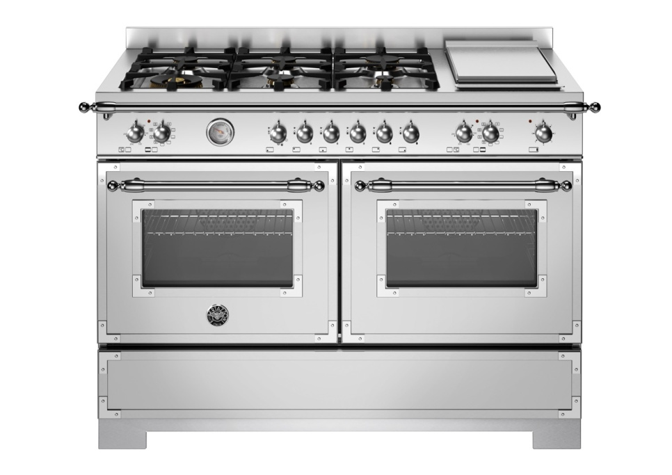 Gasspis Heritage, 120 cm, 6 brännare + stekbord, 2 ugnar, Rostfri - Bertazzoni i gruppen Grill, Komfyrer & Ovner / Stekeovn / Gasskomfyrer hos The Kitchen Lab (1403-34181)