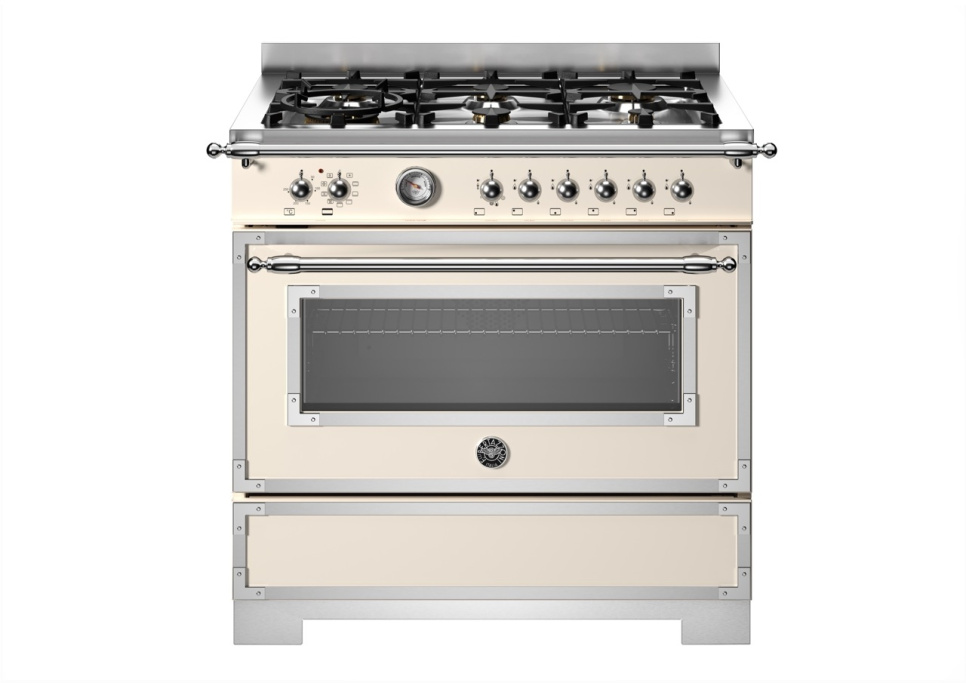 Gasspis Heritage, 90 cm, 6 brännare, 1 ugn, Elfenbensvit - Bertazzoni i gruppen Grill, Komfyrer & Ovner / Stekeovn / Gasskomfyrer hos The Kitchen Lab (1403-34182)