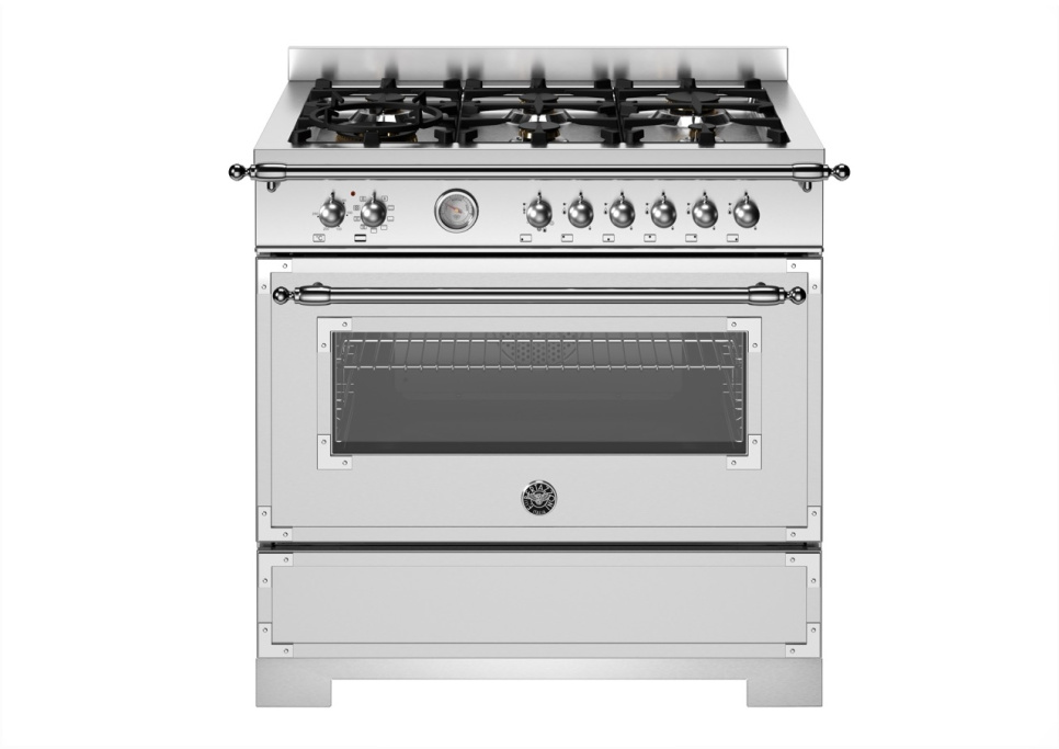Gasspis Heritage, 90 cm, 6 brännare, 1 ugn, Rostfri - Bertazzoni i gruppen Grill, Komfyrer & Ovner / Stekeovn / Gasskomfyrer hos The Kitchen Lab (1403-34184)