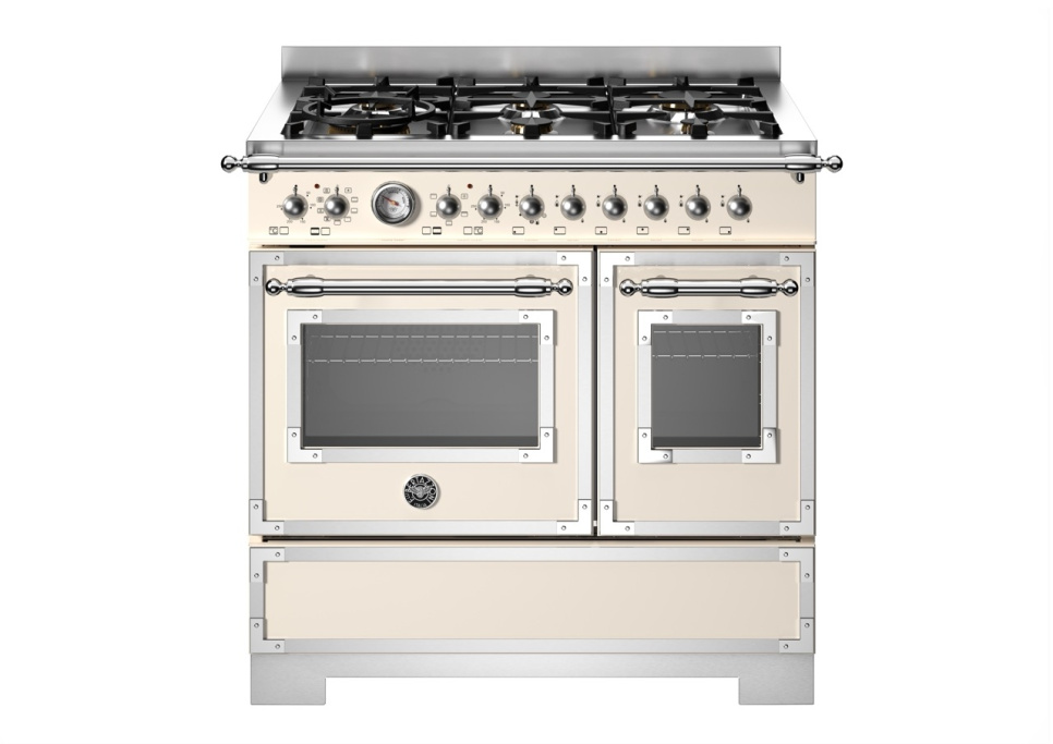 Gasspis Heritage, 90 cm, 6 brännare, 2 ugnar, Elfenbensvit - Bertazzoni i gruppen Grill, Komfyrer & Ovner / Stekeovn / Gasskomfyrer hos The Kitchen Lab (1403-34185)