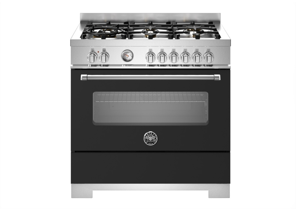 Gasspis Master, 90 cm, 6 brännare, 1 ugn, Mattsvart - Bertazzoni i gruppen Grill, Komfyrer & Ovner / Stekeovn / Gasskomfyrer hos The Kitchen Lab (1403-34190)