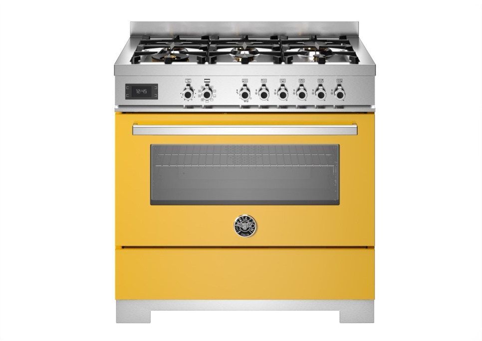 Gasspis Professional, 90 cm, 6 brännare, 1 ugn, Gul - Bertazzoni i gruppen Grill, Komfyrer & Ovner / Stekeovn / Gasskomfyrer hos The Kitchen Lab (1403-34211)