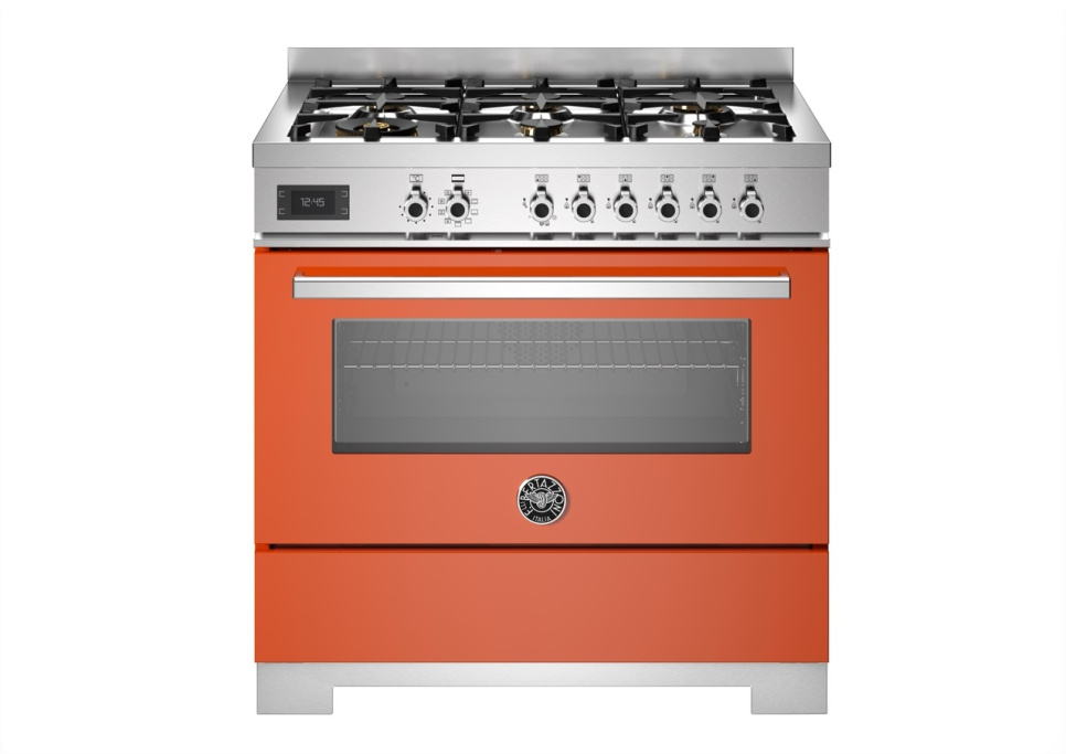 Gasspis Professional, 90 cm, 6 brännare, 1 ugn, Orange - Bertazzoni i gruppen Grill, Komfyrer & Ovner / Stekeovn / Gasskomfyrer hos The Kitchen Lab (1403-34212)