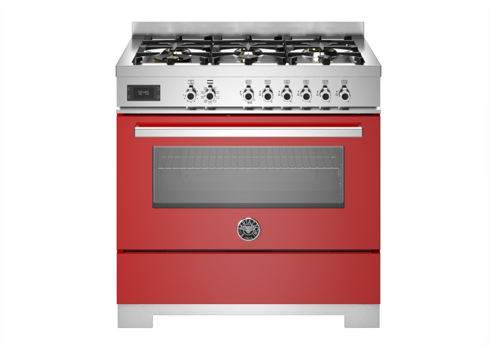 Gasspis Professional, 90 cm, 6 brännare, 1 ugn, Röd - Bertazzoni i gruppen Grill, Komfyrer & Ovner / Stekeovn / Gasskomfyrer hos The Kitchen Lab (1403-34214)