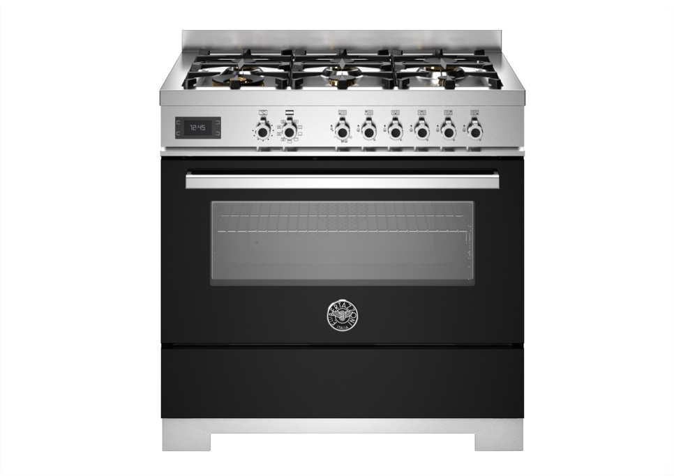 Gasspis Professional, 90 cm, 6 brännare, 1 ugn, Svart - Bertazzoni i gruppen Grill, Komfyrer & Ovner / Stekeovn / Gasskomfyrer hos The Kitchen Lab (1403-34215)