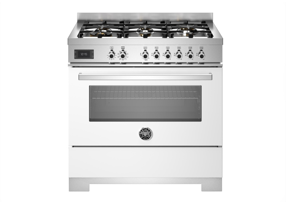 Gasspis Professional, 90 cm, 6 brännare, 1 ugn, Vit - Bertazzoni i gruppen Grill, Komfyrer & Ovner / Stekeovn / Gasskomfyrer hos The Kitchen Lab (1403-34216)