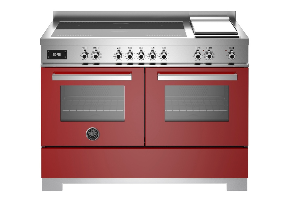 Induktionsspis Professional, 120 cm, 5 zoner + stekbord, 2 ugnar, Röd - Bertazzo i gruppen Grill, Komfyrer & Ovner / Stekeovn / Induksjonskomfyrer hos The Kitchen Lab (1403-34255)