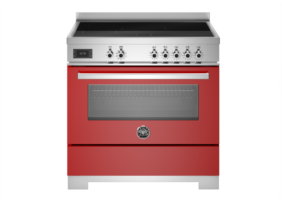 Induktionsspis Professional, 90 cm, 5 zoner, 1 ugn, Röd - Bertazzoni i gruppen Grill, Komfyrer & Ovner / Stekeovn / Induksjonskomfyrer hos The Kitchen Lab (1403-34268)