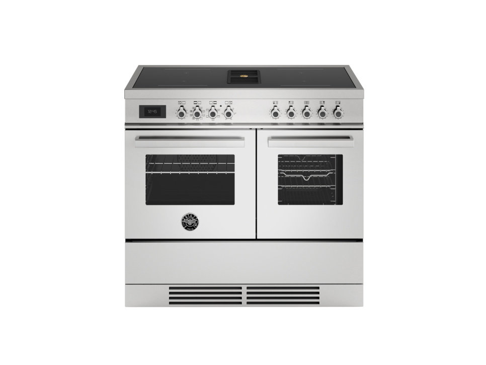 Induksjonskomfyr med integrert ventilator, Professional, 100 cm, 4 soner, 2 ovner, rustfritt stål - Bertazzoni i gruppen Grill, Komfyrer & Ovner / Stekeovn / Induksjonskomfyrer hos The Kitchen Lab (1403-36282)