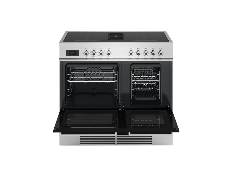 Induksjonskomfyr med integrert ventilator, Professional, 100 cm, 4 soner, 2 ovner, Svart - Bertazzoni