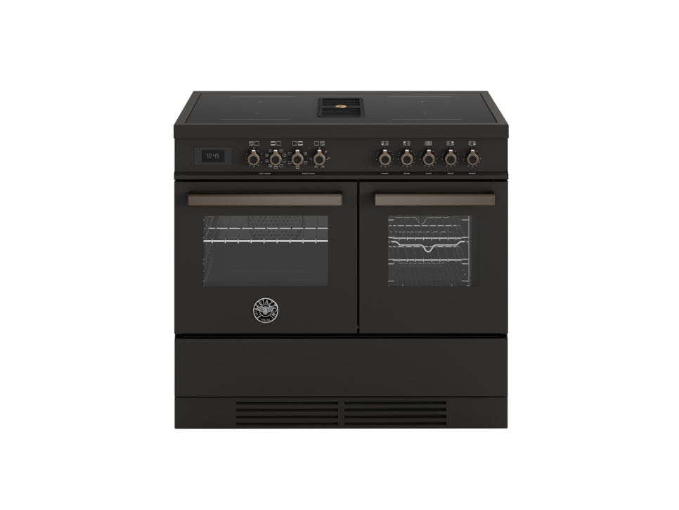 Induksjonskomfyr med integrert ventilator, Professional, 100 cm, 4 soner, 2 ovner, Carbonio - Bertazzoni i gruppen Grill, Komfyrer & Ovner / Stekeovn / Induksjonskomfyrer hos The Kitchen Lab (1403-36284)