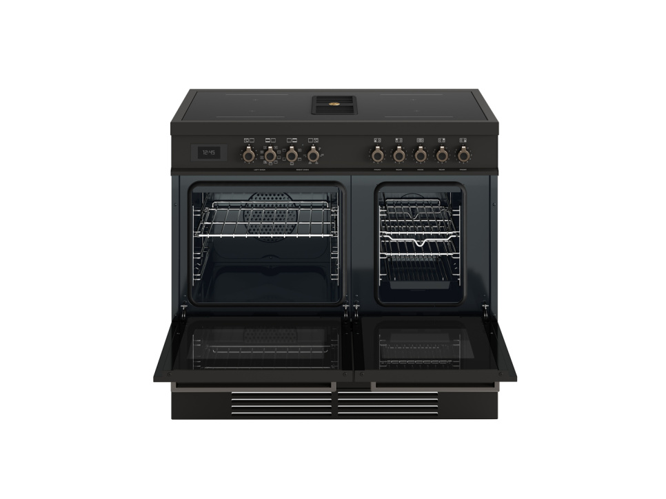 Induksjonskomfyr med integrert ventilator, Professional, 100 cm, 4 soner, 2 ovner, Carbonio - Bertazzoni