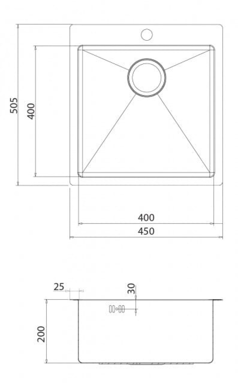 Oppvaskkum i rustfritt stål 450 x 505 mm Oppvaskkum i rustfritt stål 450 x 505 mm