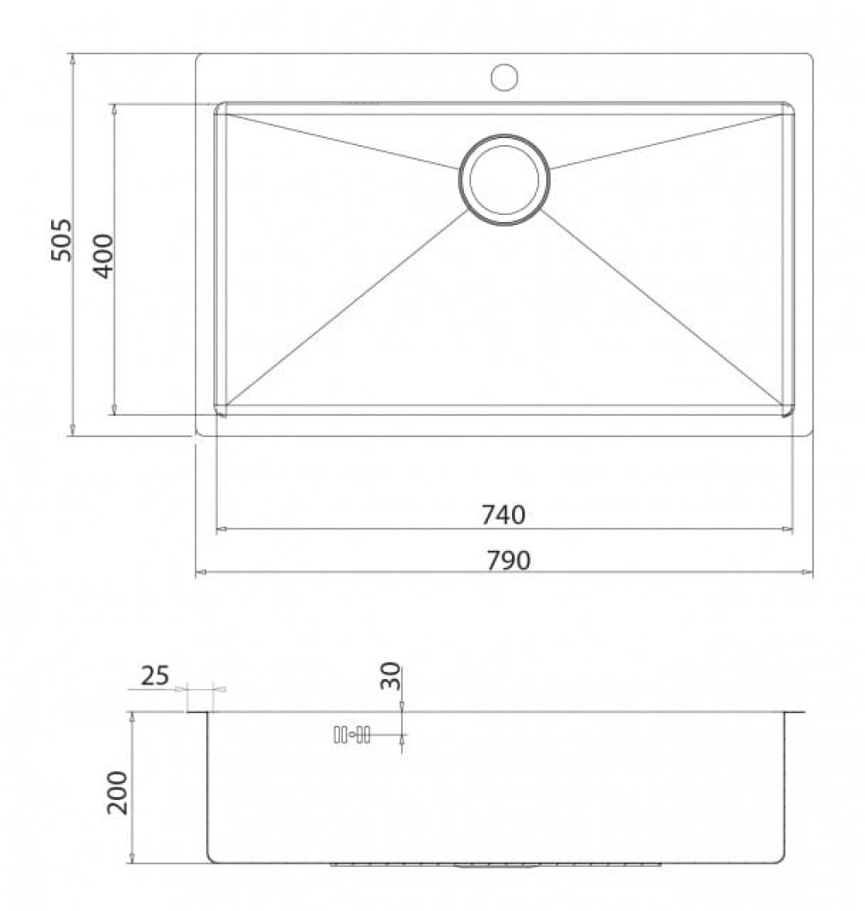Oppvaskkum i rustfritt stål 790 x 505 mm Oppvaskkum i rustfritt stål 790 x 505 mm