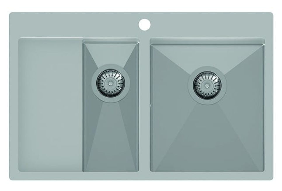Rustfri dobbel oppvaskkum 780 x 500 mm med hylle til venstre i gruppen Kjøkkeninnredning / Vask hos The Kitchen Lab (1416-12560)