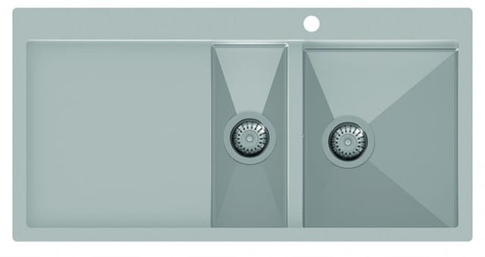 Rustfri dobbel oppvaskkum 1000 x 510 mm med hylle til venstre i gruppen Kjøkkeninnredning / Vask hos The Kitchen Lab (1416-12562)