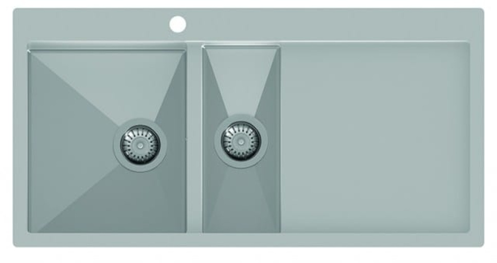 Rustfri dobbel oppvaskkum 1000 x 510 mm med hylle til høyre i gruppen Kjøkkeninnredning / Vask hos The Kitchen Lab (1416-12563)