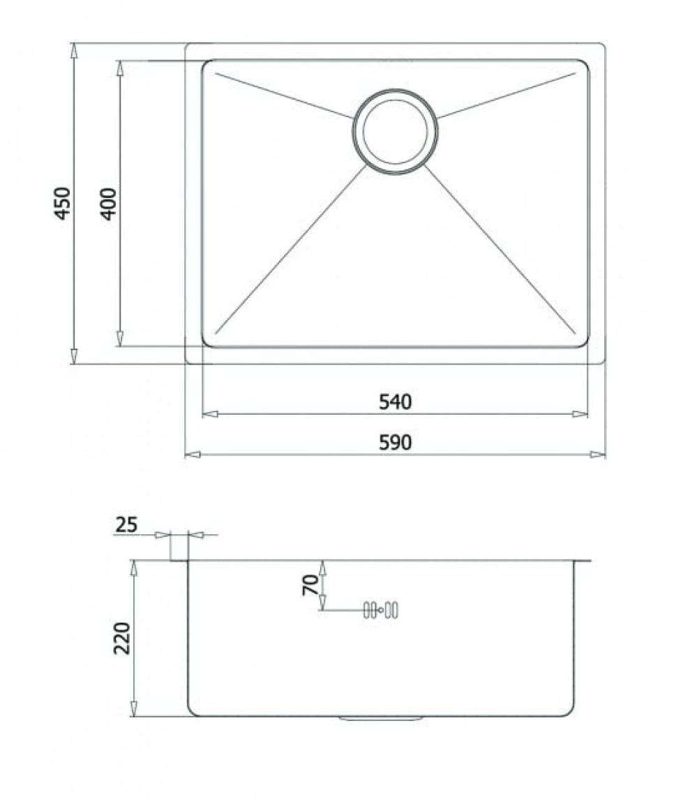 Oppvaskkum i rustfritt stål 590 x 450 mm Oppvaskkum i rustfritt stål 590 x 450 mm
