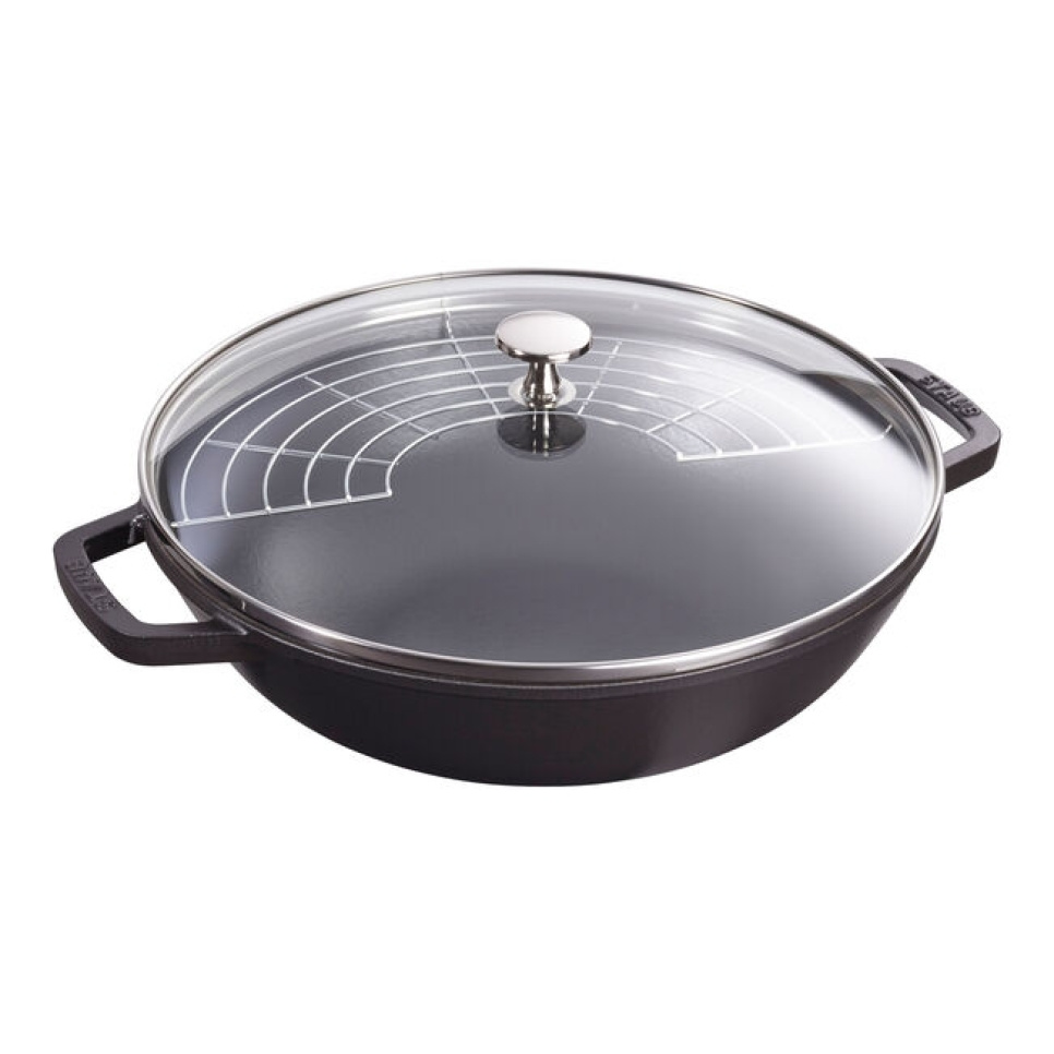 Wok med glasslokk, Svart - Staub i gruppen Matlaging / Stekepanne / Wokpanne hos The Kitchen Lab (1418-17598)