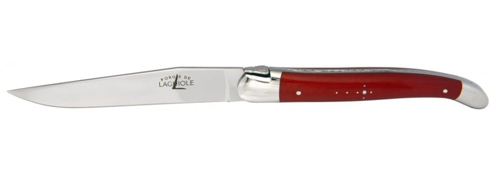 Sett med 2 spisekniver, rødt og blått håndtak - Forge de Laguiole