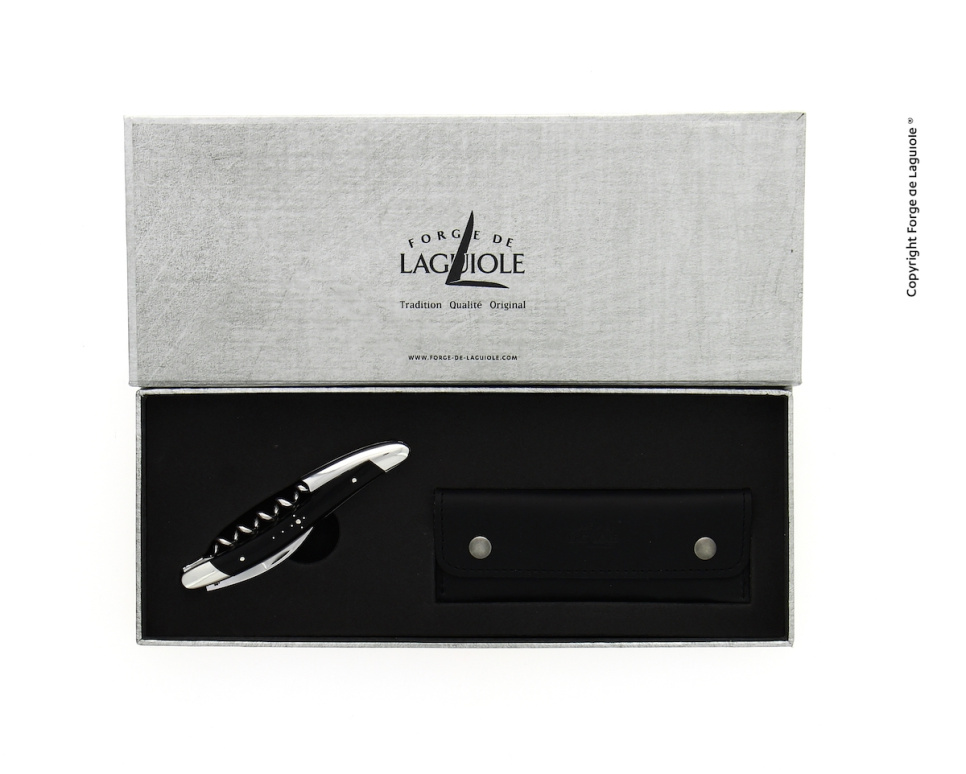 Sommelierkniv i mørkt horn, polert, Tradition - Forge de Laguiole Sommelierkniv i mørkt horn, polert, Tradition - Forge de Laguiole
