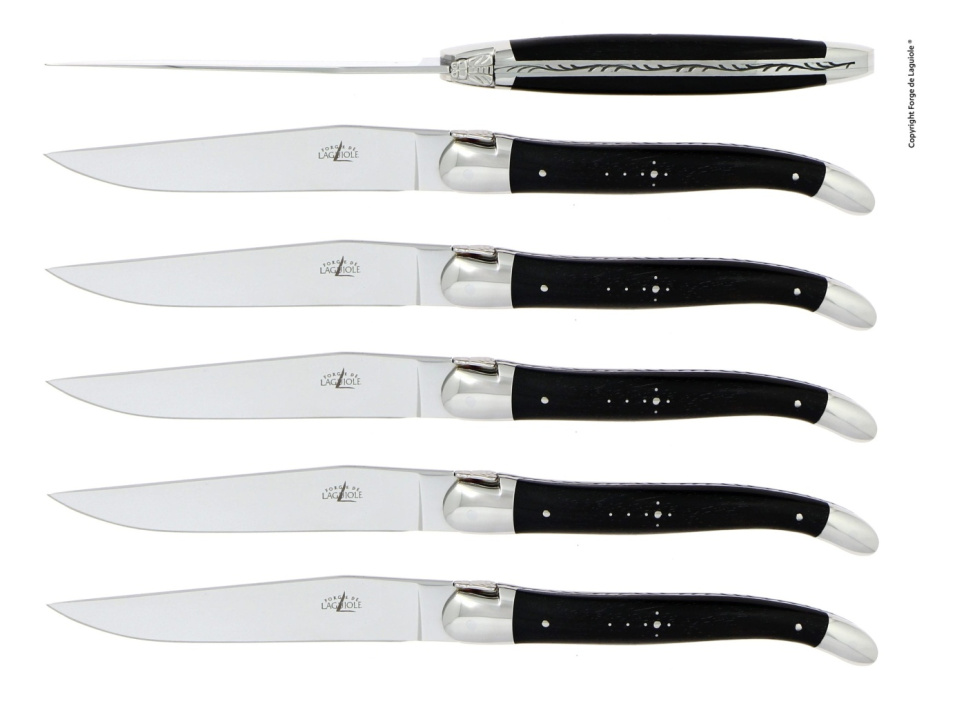 Sett med 6 spisekniver, håndtak av ibenholt - Forge de Laguiole i gruppen Borddekking / Bestikk / Kniver hos The Kitchen Lab (1446-24423)