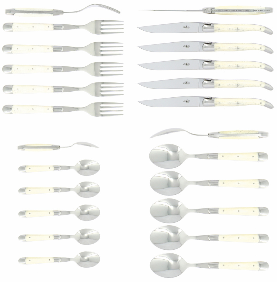 Bestikksett 03, benskaft, polert, Tradition - Forge de Laguiole i gruppen Borddekking / Bestikk / Bestikksett hos The Kitchen Lab (1446-32851)