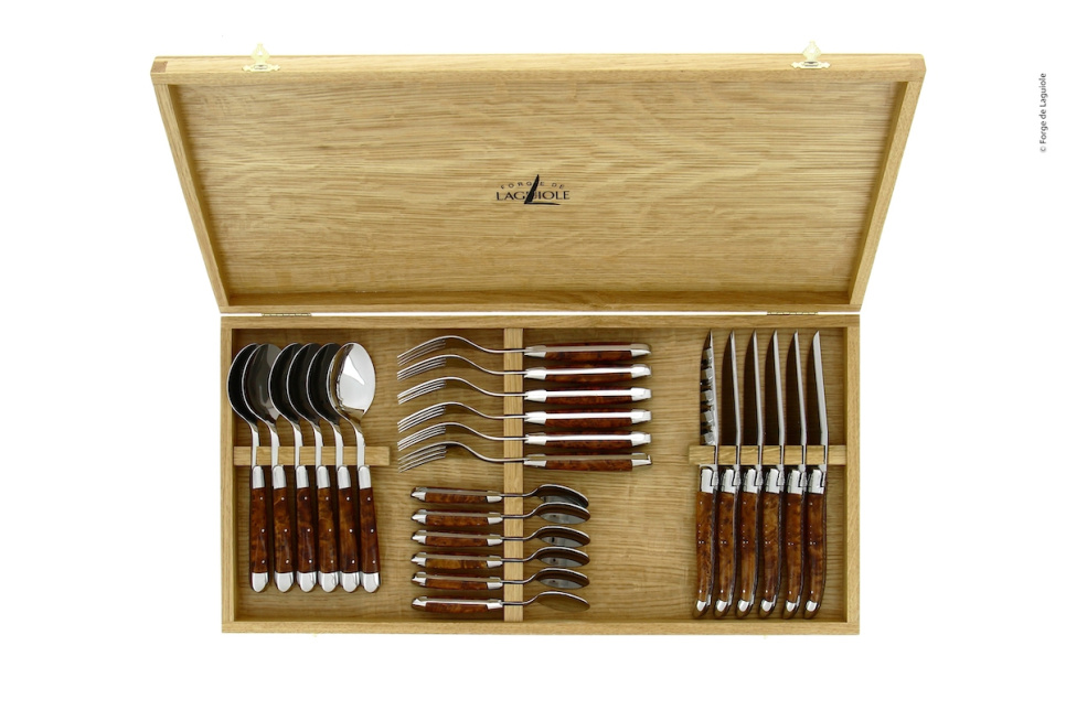 Bestikksett 03, Tuja-håndtak, polert, Tradition - Forge de Laguiole