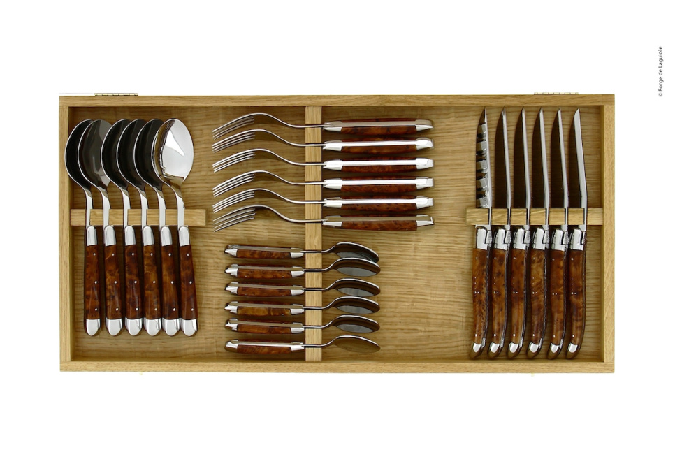 Bestikksett 03, Tuja-håndtak, polert, Tradition - Forge de Laguiole