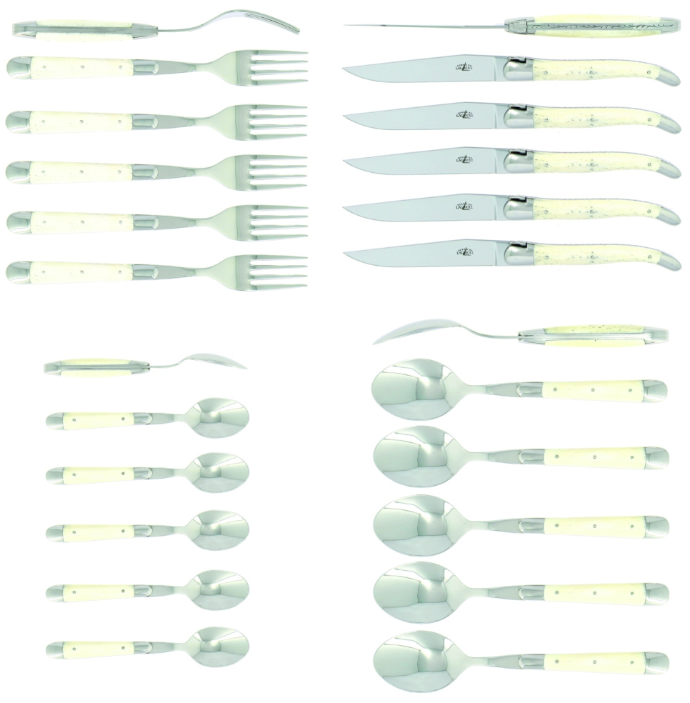 Bestikksett 05, benskaft, polert, Tradition - Forge de Laguiole i gruppen Borddekking / Bestikk / Bestikksett hos The Kitchen Lab (1446-32860)