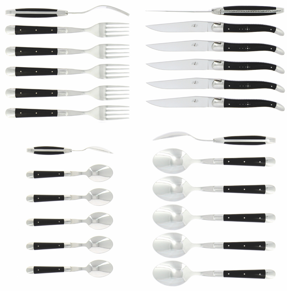 Bestikksett 05, Ebony håndtak, polert, Tradition - Forge de Laguiole i gruppen Borddekking / Bestikk / Bestikksett hos The Kitchen Lab (1446-32862)