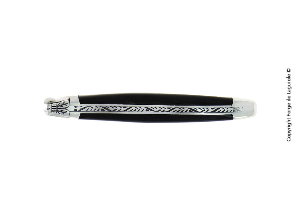 Foldekniv, 12 cm, mørkt hornskaft, polert, Tradition - Forge de Laguiole