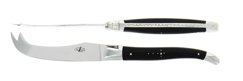 Ostesett, håndtak i ibenholt, blankt, Tradition - Forge de Laguiole