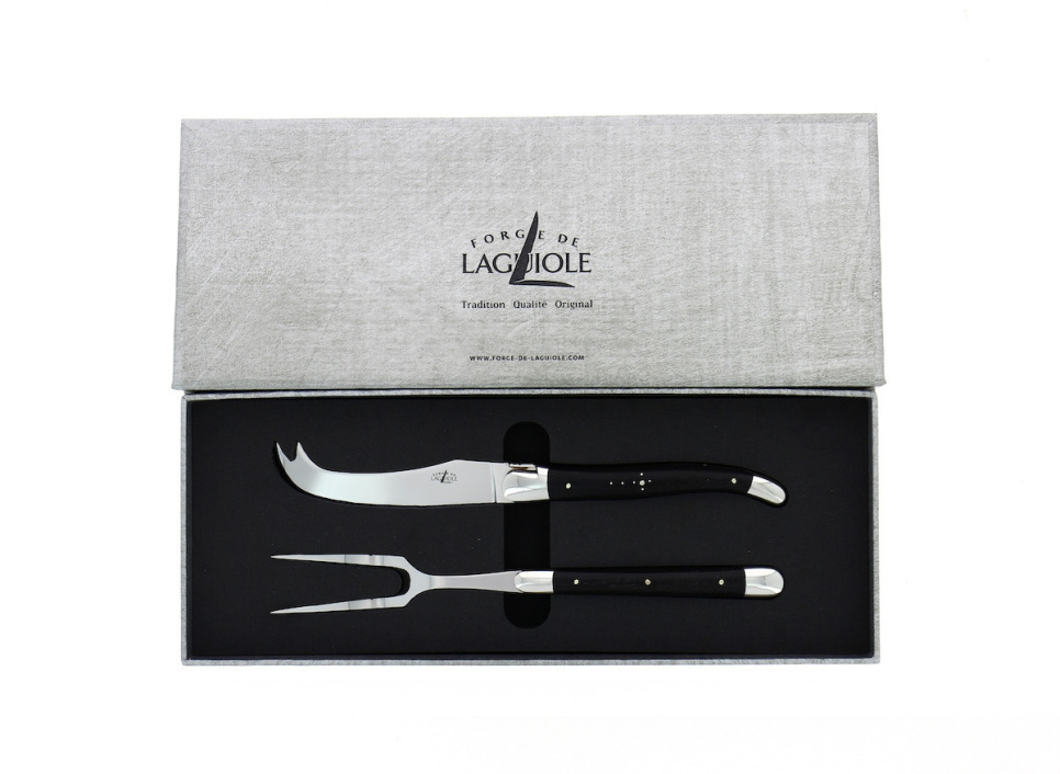 Ostesett, håndtak i ibenholt, blankt, Tradition - Forge de Laguiole