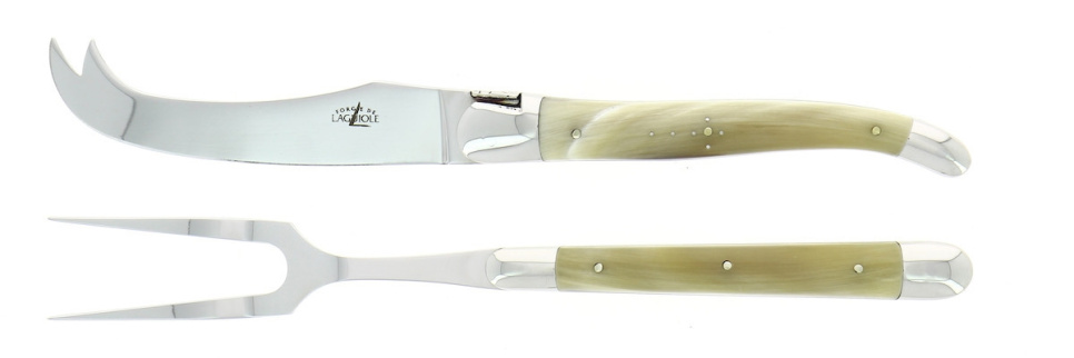 Ostesett, Håndtak i lyst horn, polert, Tradition - Forge de Laguiole i gruppen Matlaging / Kjøkkenkniver / Ostekniver hos The Kitchen Lab (1446-32880)