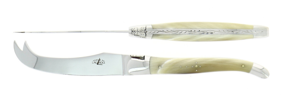 Ostesett, Håndtak i lyst horn, polert, Tradition - Forge de Laguiole