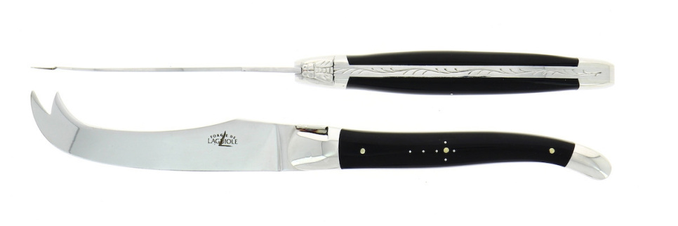 Ostesett, håndtak i mørkt horn, polert, Tradition - Forge de Laguiole